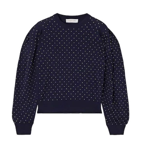 Michael Kors Collection Sweaters - NWT Michael Kors Collection Sweater 100% Merino Wool Midnight Blue Metal Polka L